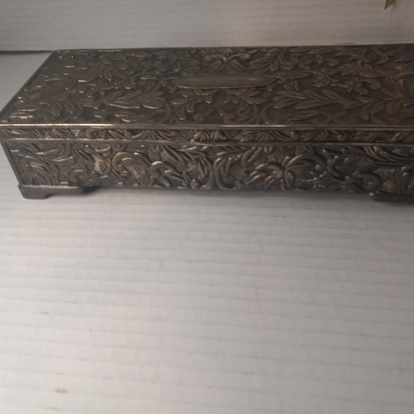Godinger metal silver plated jewelry box with mirror engraving area vintage - Picture 11 of 12